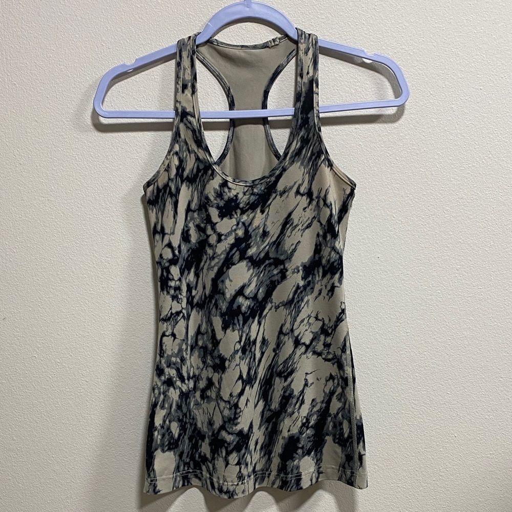 Lululemon Cool Racerback Tank Great Granite Black Mojave Tan Size 4 Long Luon - Picture 4 of 11